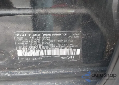 2020 Mitsubishi Outlander Es 2.4 из США, поврежденный, VIN JA4AD2A35LZ016699